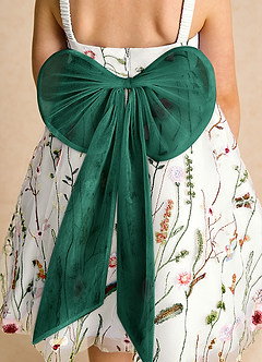 Azazie Peppa Blumenmädchenkleider A-Linie Herzausschnitt Tüll Kleid Elfenbein Smaragd image6
