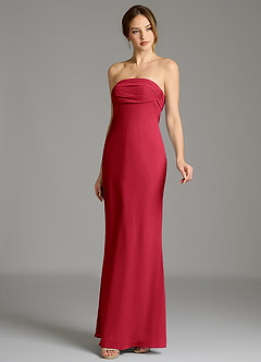 Azazie Ailanie Jurken voor bruidsmeisjes Jurk van Chiffon met Zeemeermin Strapless Scharlaken image6