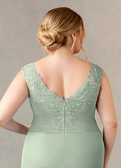Azazie Edelin Mother of the Bride Dresses Dusty Sage A-Line Sweetheart Neckline Pleated Mesh Dress image13