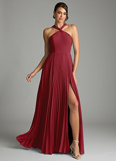 Azazie Afra Abiti da Damigella Abito A-Line in Chiffon Plissettato Melograno image1