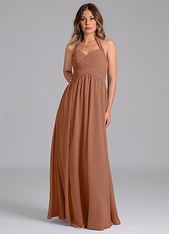 Azazie Darlyn Bridesmaid Dresses Bronzer A-Line Pleated Chiffon Dress image5