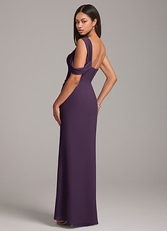 Azazie Wynter Final Sale Plum Sheath One Shoulder Chiffon Dress image4