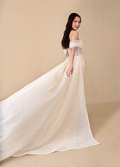 Azazie Eos Wedding Dresses Diamond White English Rose Mermaid Off the Shoulder Beading Dress image2
