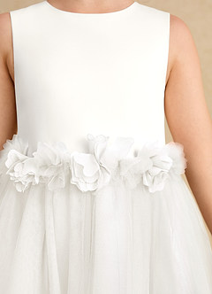 Azazie Louisa Flower Girl Dresses Ivory A-Line Sleeveless Tulle Dress image6