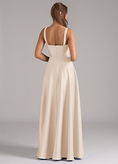 Azazie Shaude Bridesmaid Dresses White Alabaster A-Line Pleated Stretch Satin Dress image6