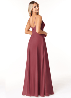 Azazie Moira Bridesmaid Dresses Merlot A-Line Scoop Chiffon Dress image5
