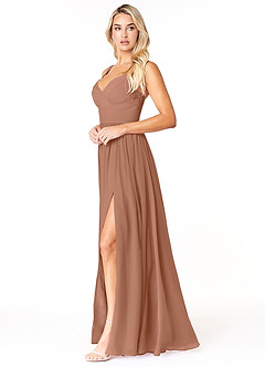 Azazie Chanel Robes de demoiselle d'honneur Robe Trapèze en Mousseline de soie Plissée Bronze image3