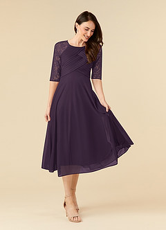 Azazie Gracelyn Mother of the Bride Dresses Plum A-Line Lace Dress image1