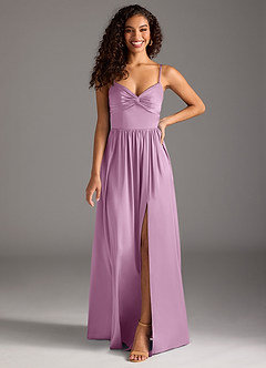 Azazie Zeya Robes de demoiselle d'honneur Robe Trapèze en Satin extensible Plissée Glycine image8