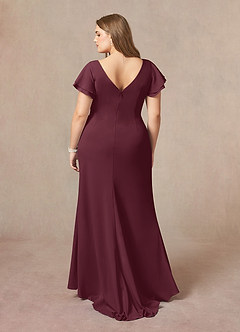 Azazie Peppermint Mother of the Bride Dresses Cabernet Mermaid Scoop Ruched Stretch Crepe Dress image7