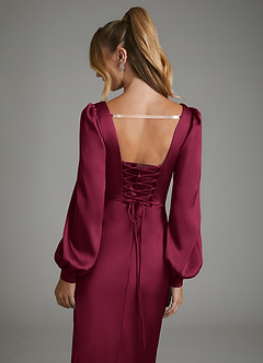 Azazie Brianna Bridesmaid Dresses Burgundy Mermaid Corset Stretch Satin Dress image2