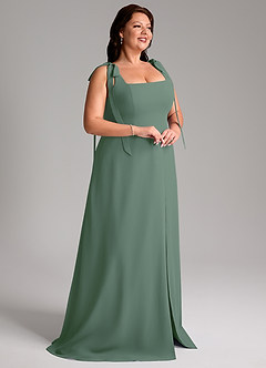 Azazie Debra Bridesmaid Dresses Eucalyptus A-Line with Pockets Chiffon Convertible Dress image12