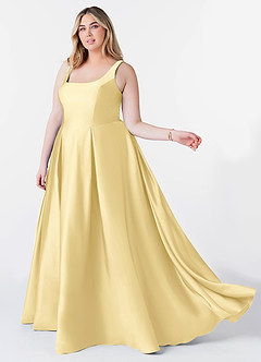 Azazie Neve Bridesmaid Dresses Butter Ball-Gown with Pockets Stretch Satin Dress image9
