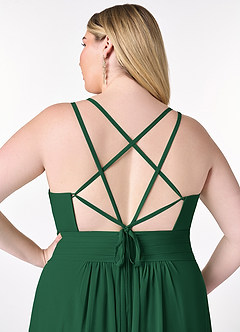 Azazie Farren Vestidos de damas de honor Vestido de Verde Oscuro de Gasa de Corte en A Convertible con Plisado image15
