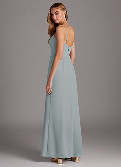 Azazie Tayla Bridesmaid Dresses Dolphin Grey Sheath Square Neckline Chiffon Dress image2