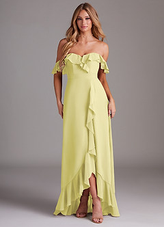 Azazie Lyra Brautjungfernkleider Wandelbar A-Linie Cabrio Chiffon Kleid Zitronensorbet image1