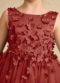 Azazie Lana Flower Girl Dresses Terracotta A-Line Sleeveless Matte Satin Dress image6