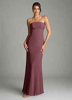 Azazie Saylor Vestidos de damas de honor Vestido de Sangrado de Gasa de Corte Sirena con Sin tirantes image3