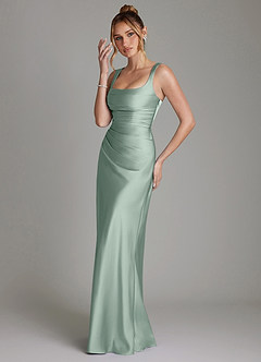 Azazie Agustina Brautjungfernkleider Meerjungfrau-Linie Korsett Stretch-Satin Kleid Agave image5
