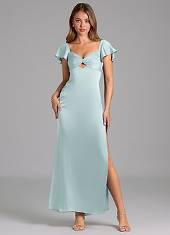 Azazie Demia 신부 들러리 드레스 쉬스 스윗하트 네크라인 스트레치 새틴 발목 길이 드레스 image1