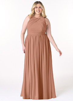 Azazie Harper Brautjungfernkleider A-Linie Plissee Chiffon Kleid Bronzer image6