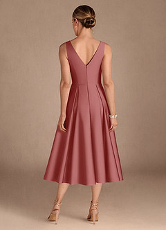 Azazie Fulton Moeder van de bruid jurken A-Lijn Jurk van Stretch Satijn Geplooid Antieke Roos image3