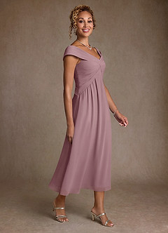 Azazie Mirta Suknie dla Matki Panny Młodej Linia A Pofałdowany Kwiatowe wypalenie Długość herbaty Sukienka image3