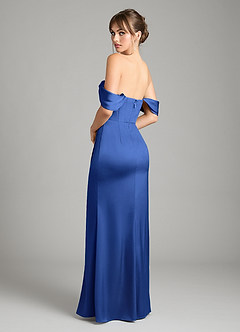 Azazie Johana Bridesmaid Dresses Royal Blue Mermaid Off the Shoulder Stretch Satin Convertible Dress image8