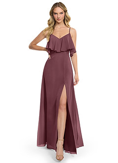 Azazie Jean Bridesmaid Dresses Sangria A-Line Chiffon Convertible Dress image1