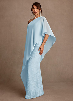 Azazie Wilma Mother of the Bride Dresses Sky Blue Sheath One Shoulder Floral Burnout Dress image2