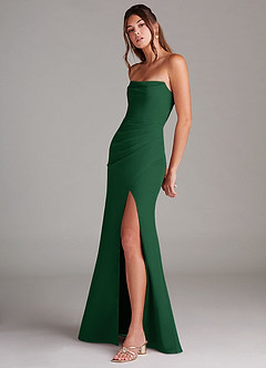 Azazie Leonis Bridesmaid Dresses Dark Green Sheath Strapless Chiffon Convertible Dress image3