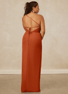 Christian Siriano Bridal for Azazie 1003 Bridesmaid Dresses Burnt Orange Sheath One Shoulder Chiffon Dress image15
