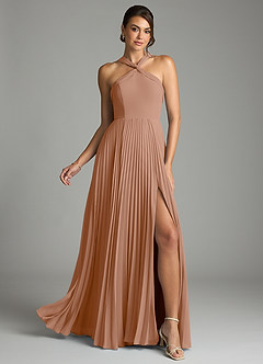 Azazie Afra Abiti da Damigella Abito A-Line in Chiffon Plissettato Champagne Rosa image1