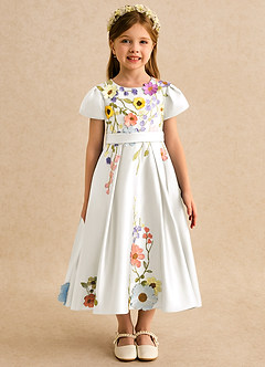 Azazie Haya Jurken voor bloemenmeisjes A-Lijn Jurk van Kant Ivoor image6