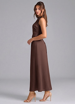 Azazie Evadne Bridesmaid Dresses Ganache Sheath Pleated Chiffon Dress image5