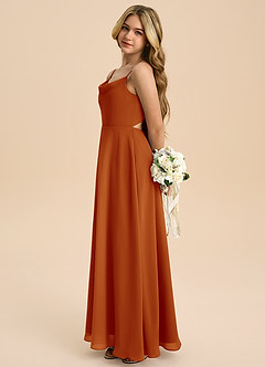 Azazie Shale Junior Paprika A-Line Bow Chiffon Dress image2