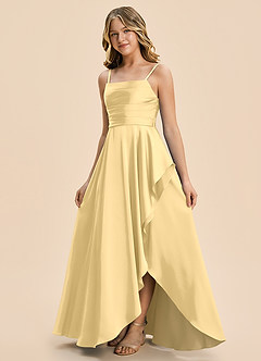 Azazie Naveah Junior Butter A-Line Ruched Stretch Satin Dress image5