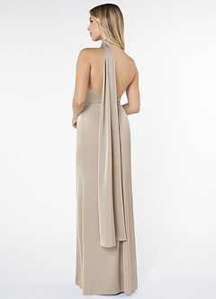 Azazie Kaylani Bridesmaid Dresses Frost Mermaid High Neck Stretch Satin Dress image2