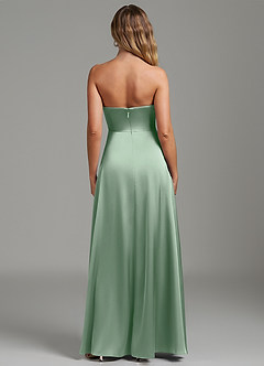 Azazie Niveah Robes de demoiselle d'honneur Robe Trapèze Convertible en Satin extensible Sans bretelles Agave image8