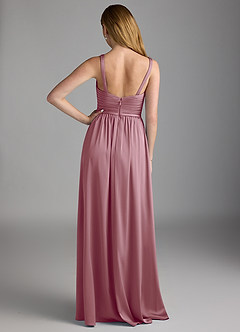 Azazie Chanel Bridesmaid Dresses Vintage Mauve A-Line Pleated Stretch Satin Dress image2