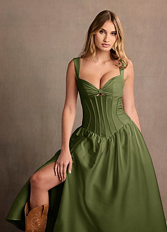 Arwen 올리브 미디 드레스 image7