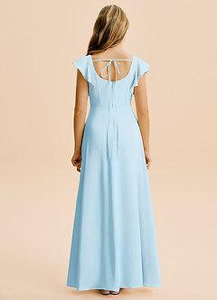 Azazie Bondi Junior Vestido de Azul Cielo de Satén Elástico de Corte en A con Corte Lateral image2
