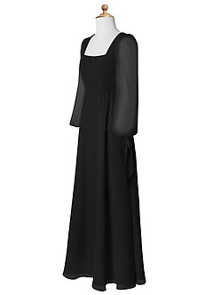 Azazie Leonia Junior Black A-Line with Pockets Chiffon Dress image9