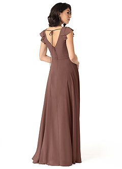 Azazie Claudine Final Sale Agave A-Line Flutter Sleeve Chiffon Dress image5