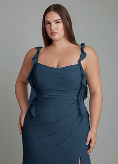 Azazie Jessamine Bridesmaid Dresses Dark Navy Mermaid Corset Chiffon Dress image14