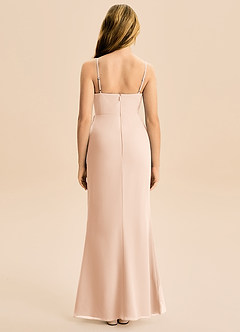 Azazie Buzzy Junior Robe Fourreau en Mousseline de soie Plissée Rose Perle image5