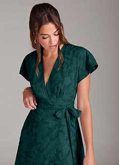 Azazie Ling Bridesmaid Dresses Pine A-Line Pleated Floral Burnout Dress image7