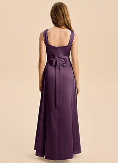 Azazie Kiki Junior Plum A-Line Bow Stretch Satin Dress image5