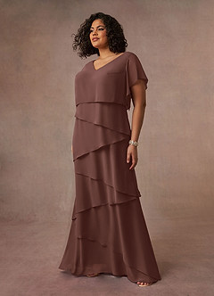 Azazie OHara Abiti per la Madre della Sposa Abito A-Line in Chiffon con Scollo a V Espresso image13
