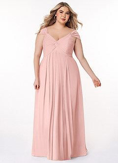 Azazie Kaitlynn Vestidos de madrinha de casamento Vestido Pó Rosa de Chiffon de Império com Ruched image10
